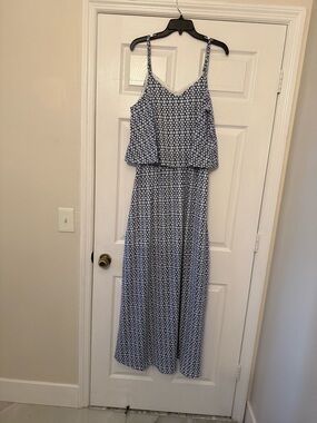 BB Dakota Navy and White Printed Maxi Dress